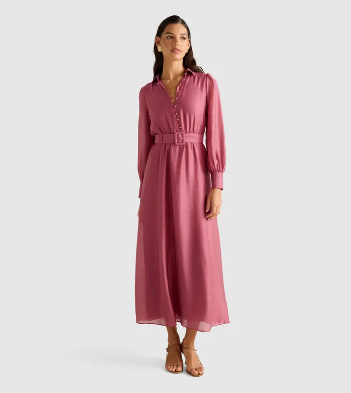 فورايفر نيو MACY Belted Midi Shirt Dress